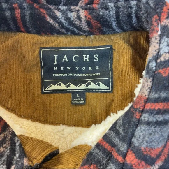 Jachs Sherpa Lined Aztec Jacket Size Large Wool Faux Fur Warm Shacket Southwest - Picture 4 of 16